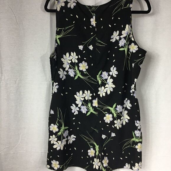 Top shop black white floral size 12 romper button closure on sleeves - Picture 6 of 8